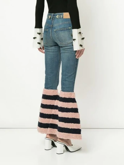 TU ES MON TRÉSOR STRIPED FLARED EDGE JEANS - 蓝色