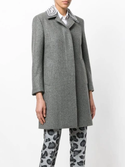 Shop Thom Browne Pearl Collar Melton Bal Collar Overcoat In Grey