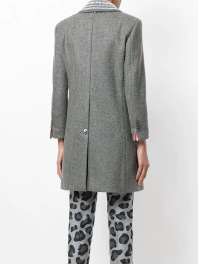Shop Thom Browne Pearl Collar Melton Bal Collar Overcoat In Grey