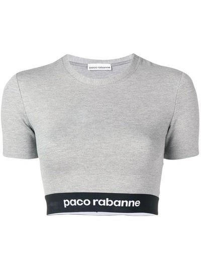 Shop Paco Rabanne Bodyline Cropped T-shirt - Grey