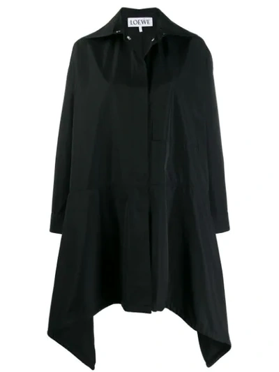 Shop Loewe Drawstring Hem Coat In Black