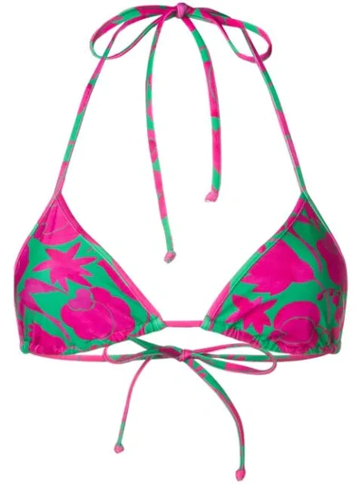 Shop La Doublej Triangle Bikini Top In Green