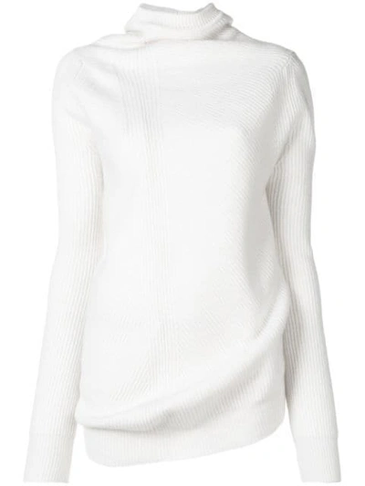 Shop Jil Sander High Neck Knit Sweater - White