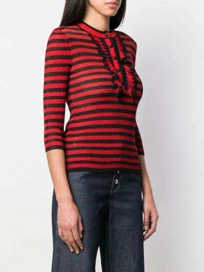 Shop Philosophy Di Lorenzo Serafini Ruffle Detail Striped Sweater In Black