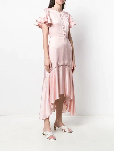 Shop Jonathan Simkhai Ruffle-trimmed Asymmetric Dress In Pink