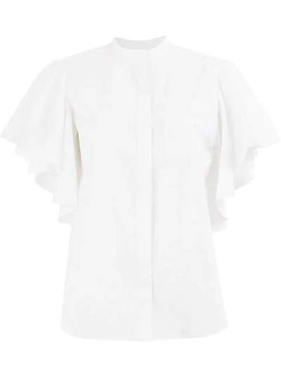 Shop Maison Rabih Kayrouz Ruffled Sleeve Shirt In 100 White