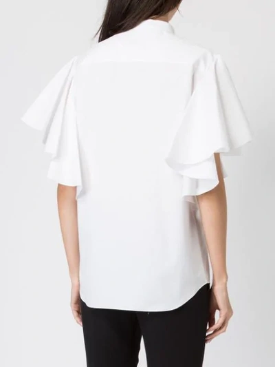Shop Maison Rabih Kayrouz Ruffled Sleeve Shirt In 100 White