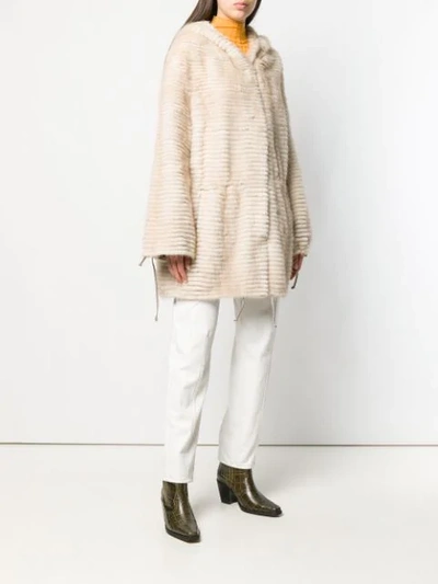 Shop Liska Rosalie Hooded Coat In Neutrals