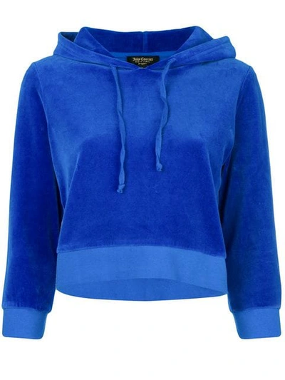 Shop Juicy Couture Swarovski Personalisable Velour Hooded Pullover In Blue