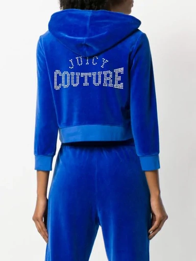 Shop Juicy Couture Swarovski Personalisable Velour Hooded Pullover In Blue