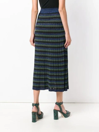 Shop Sonia Rykiel Striped Long Skirt In Blue