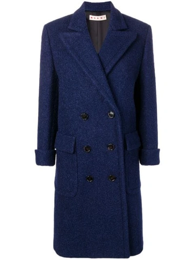 Shop Marni Long Pea Coat In 00b81 Light Navy