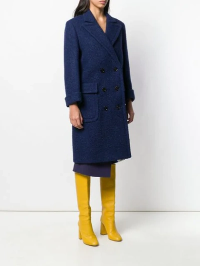 Shop Marni Long Pea Coat In 00b81 Light Navy