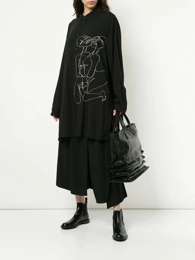 Shop Yohji Yamamoto Line Drawing Oversized Shirt - Black