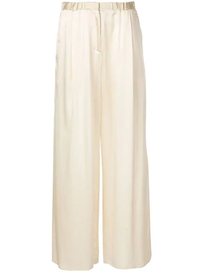 Shop Dušan Wide Leg Long Trousers In White