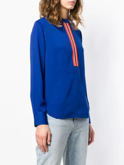 Shop Calvin Klein Stripe Detail Blouse In Blue