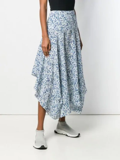 Shop Stella Mccartney Flower Print Skirt In Blue