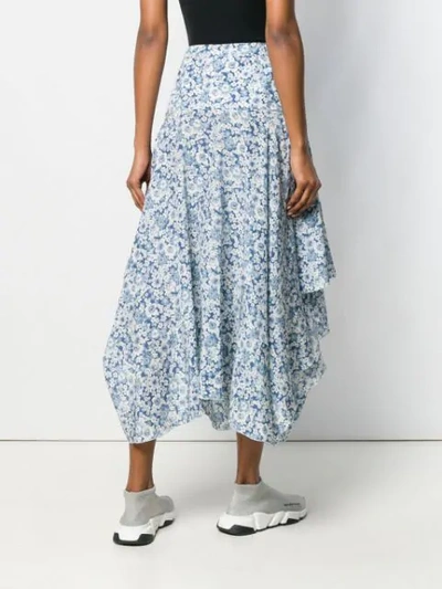 Shop Stella Mccartney Flower Print Skirt In Blue