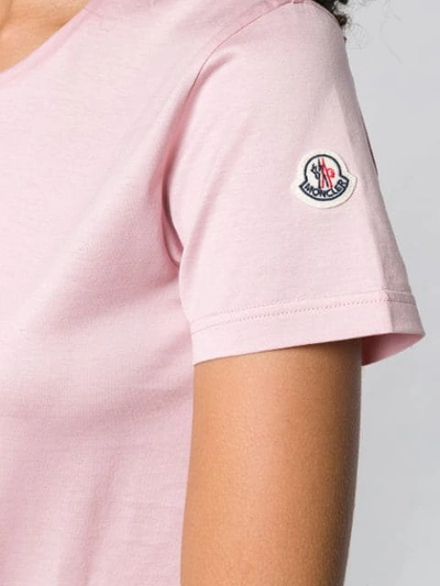 Shop Moncler Logo Patch T-shirt In Pink
