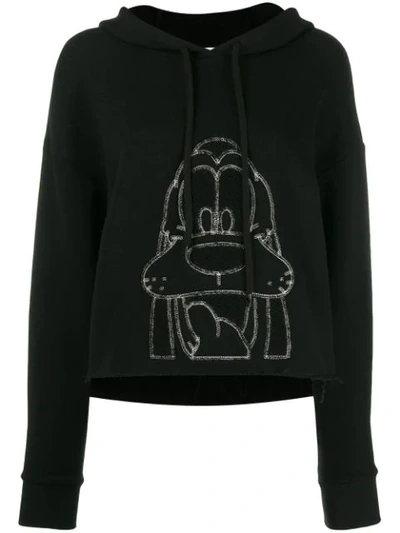 Shop Monse Embroidered Pluto Cropped Hoodie In Black