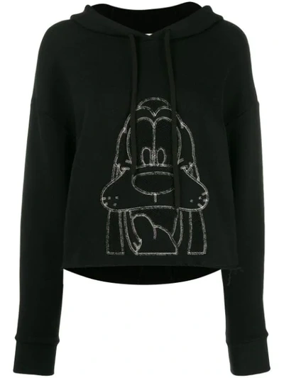 Shop Monse Embroidered Pluto Cropped Hoodie In Black