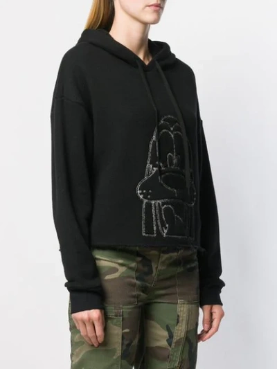 Shop Monse Embroidered Pluto Cropped Hoodie In Black