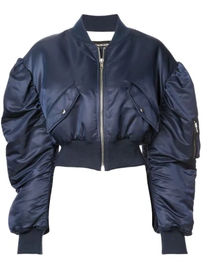 Shop Calvin Klein 205w39nyc Ruched Sleeves Bomber Jacket - Blue
