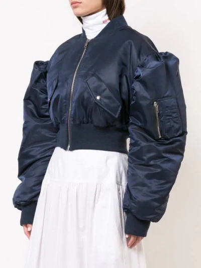 Shop Calvin Klein 205w39nyc Ruched Sleeves Bomber Jacket - Blue