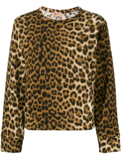 Shop N°21 Nº21 Leopard Print Sweatshirt - Brown
