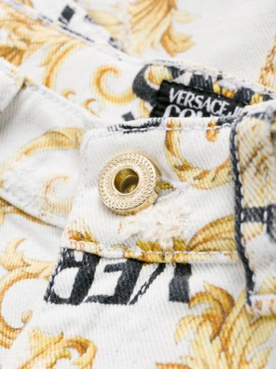 Shop Versace Jeans Couture Logo Baroque Print Shorts In White