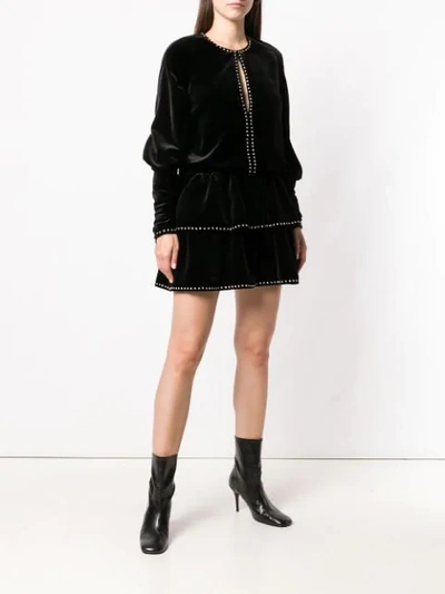 Shop Saint Laurent Studded Velvet Dress In Black