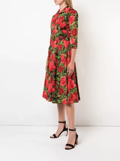 Shop Samantha Sung Floral Shirt Midi Dress In Black