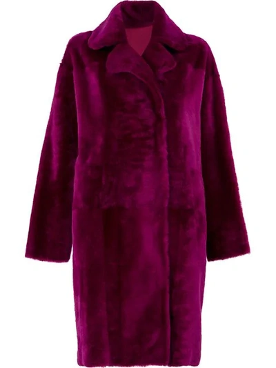 Shop Drome Reversible Coat In Purple