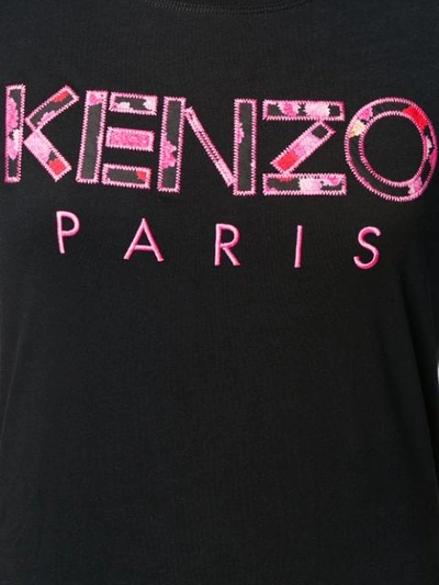 Shop Kenzo Peonies Logo T-shirt In Black