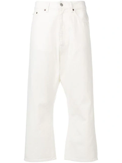 Shop Mm6 Maison Margiela Cropped Wide Leg Jeans In White