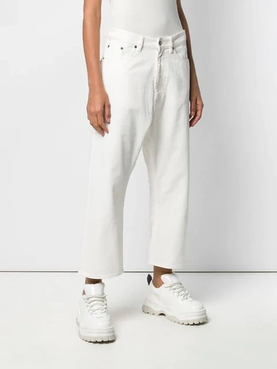 Shop Mm6 Maison Margiela Cropped Wide Leg Jeans In White