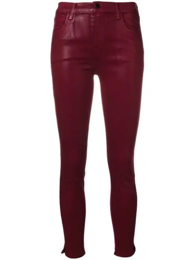 Shop J Brand Cropped Skinny Jeans In Red