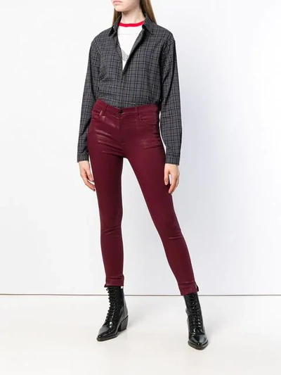 Shop J Brand Cropped Skinny Jeans In Red