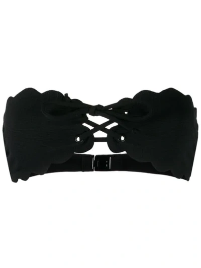 Shop Marysia Scalloped Bikini Top In Black