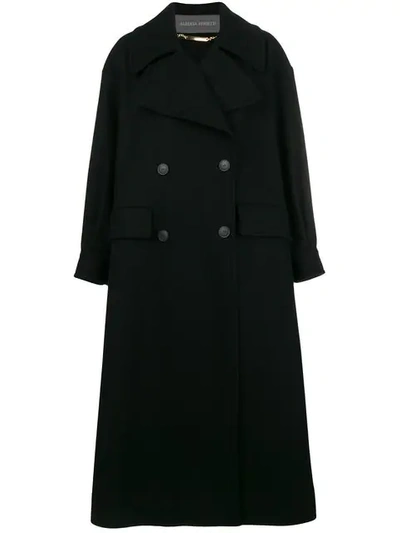 Shop Alberta Ferretti Long Double-breasted Coat In Black