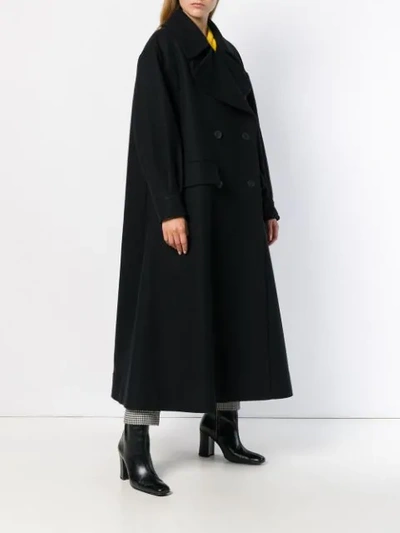 Shop Alberta Ferretti Long Double-breasted Coat In Black