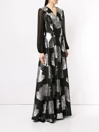 Shop Ingie Paris Floral Jacquard Maxi Dress In Black