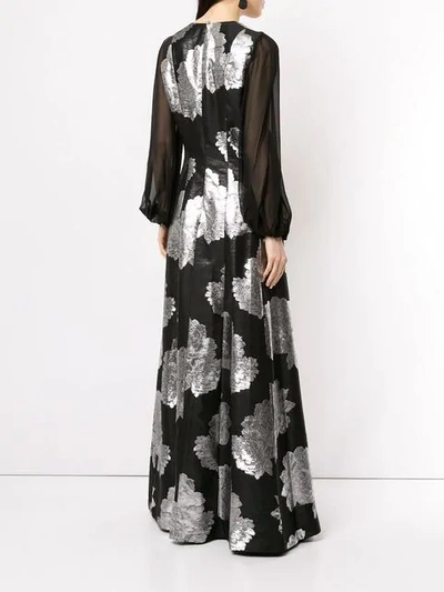 Shop Ingie Paris Floral Jacquard Maxi Dress In Black