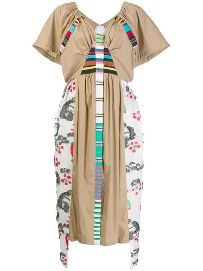 Shop Tsumori Chisato Layered Print Dress - Neutrals