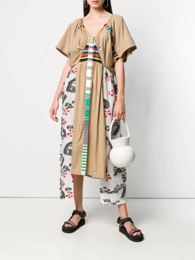 Shop Tsumori Chisato Layered Print Dress - Neutrals