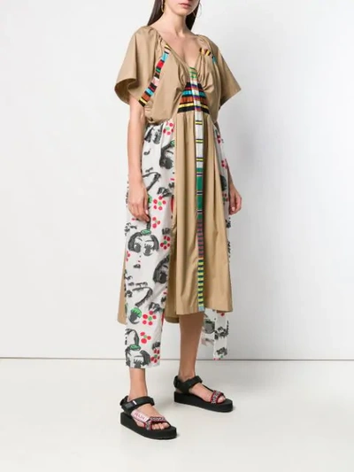 Shop Tsumori Chisato Layered Print Dress - Neutrals