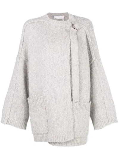 Shop Chloé Chunky Cardi In Grey