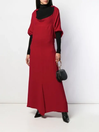 Pre-owned Yohji Yamamoto 1990's Deep Round Neck Long Dress In Red