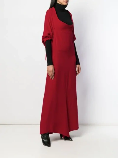 Pre-owned Yohji Yamamoto 1990's Deep Round Neck Long Dress In Red