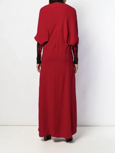 Pre-owned Yohji Yamamoto 1990's Deep Round Neck Long Dress In Red